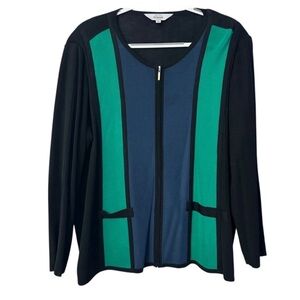 Misook Colorblock Zip Cardigan Top